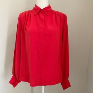 Vintage Bleyle women Red Long Cuff Sleeve Button Front Shirt Carrier Sz M